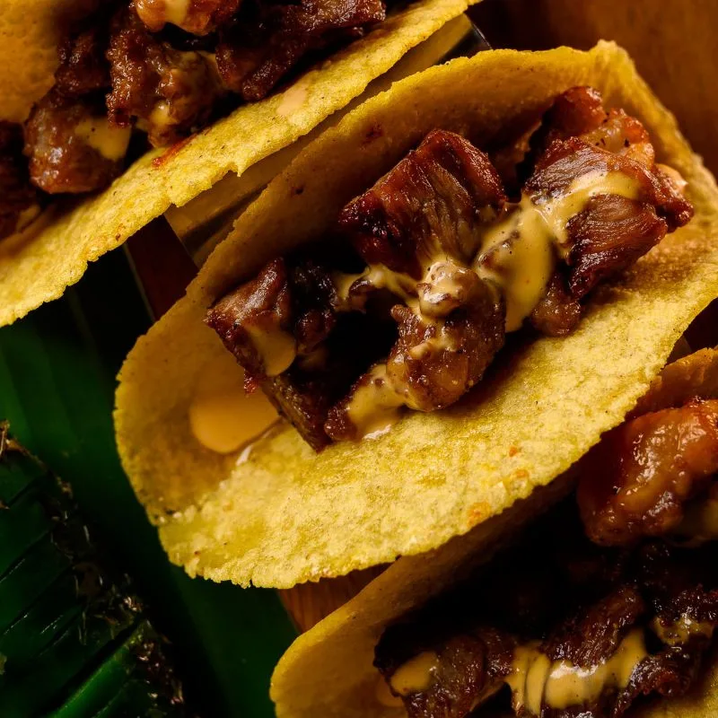 Tacos de chicharrón de Ribeye
